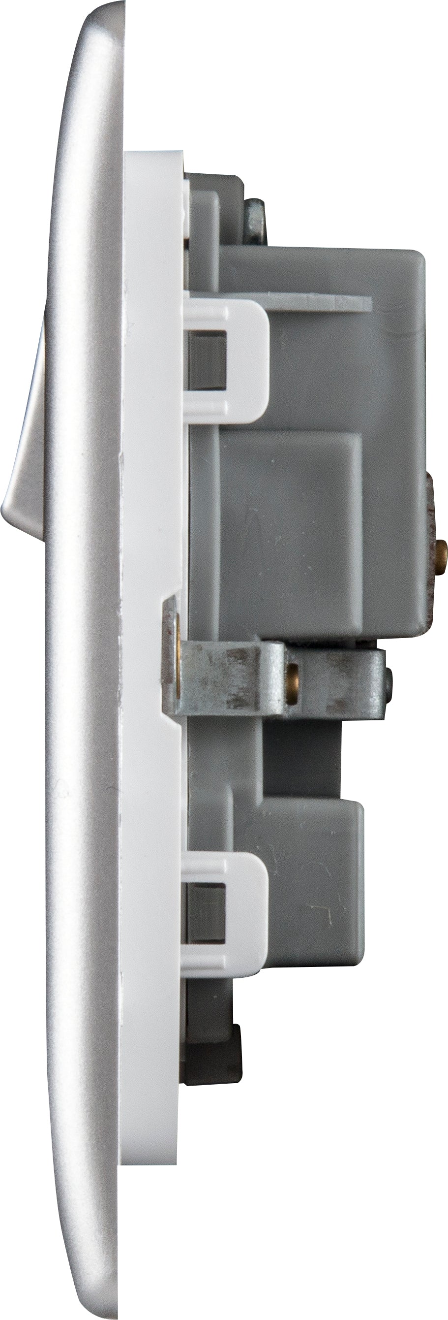 British General | PCSL22 | Neo Slimline Double Gang Switched Socket, Silver | 25 Years Warranty