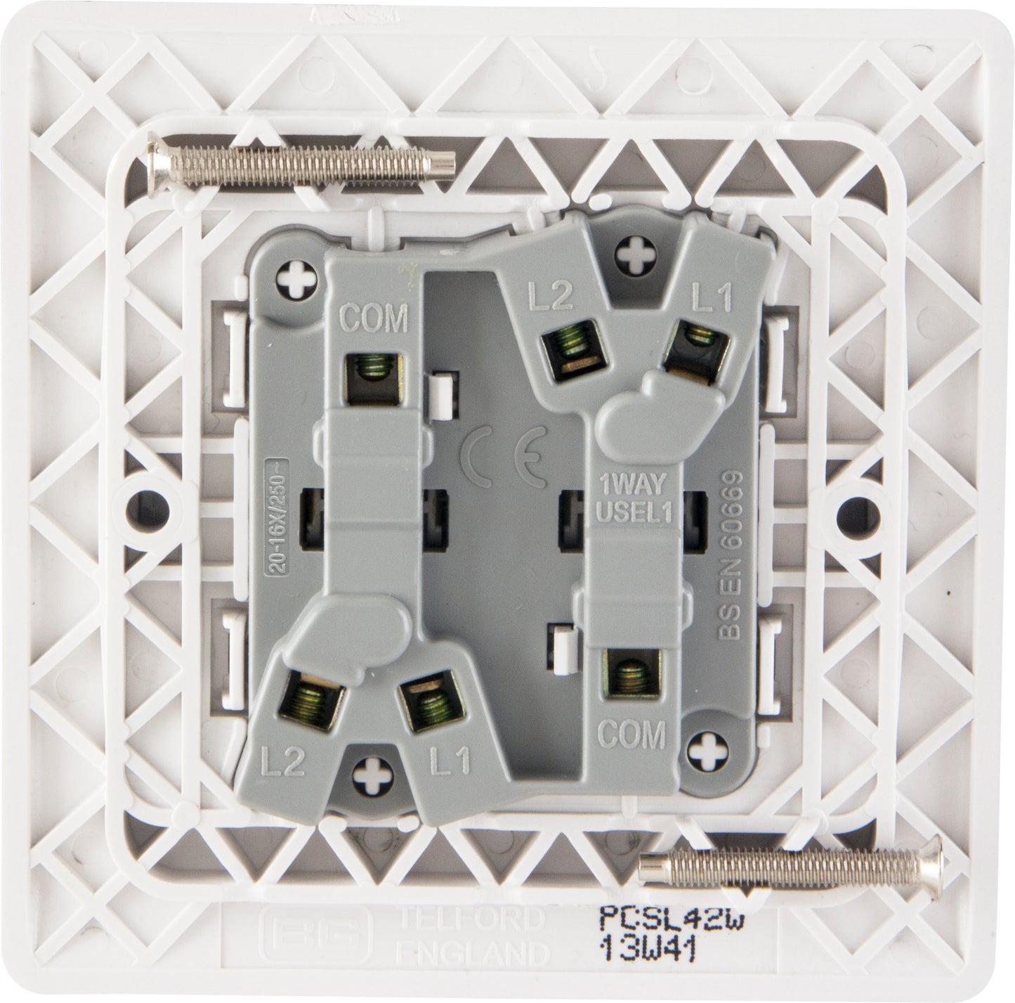 British General | PCSL42W | Neo Slimline 2 Mega Rocker 2-Way Switches, Silver | 25 Years Warranty