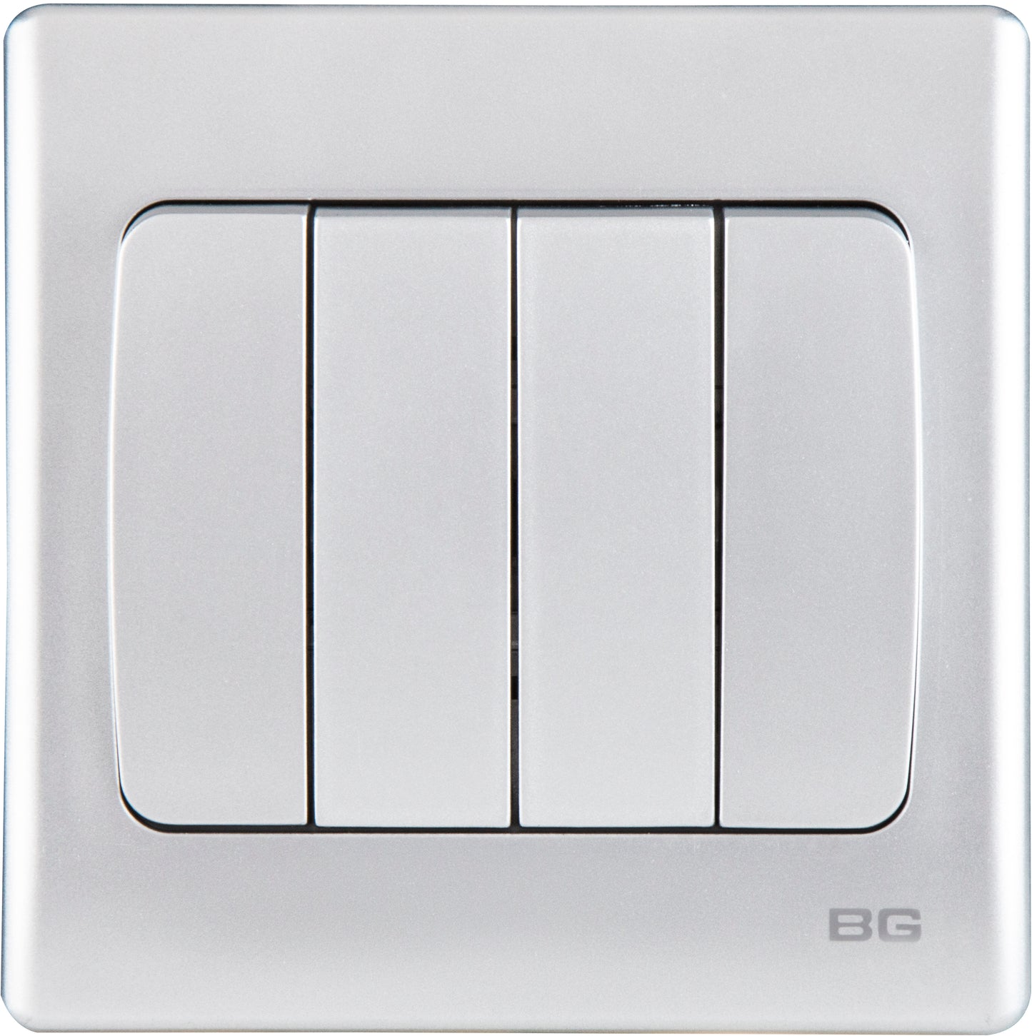 British General | PCSL44W | Neo Slimline 4 Mega Rocker 2-Way Switches, Silver | 25 Years Warranty