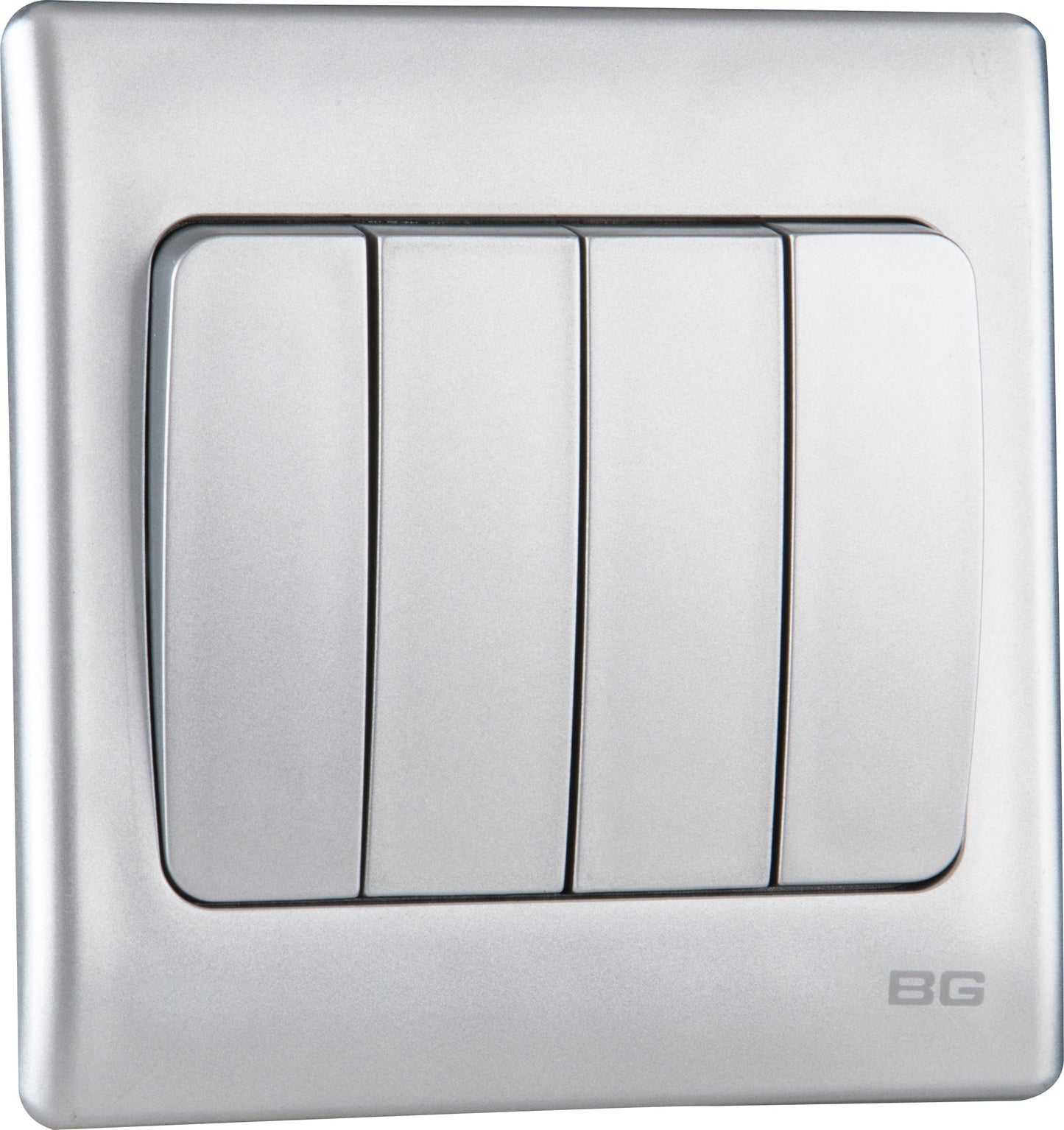 British General | PCSL44W | Neo Slimline 4 Mega Rocker 2-Way Switches, Silver | 25 Years Warranty