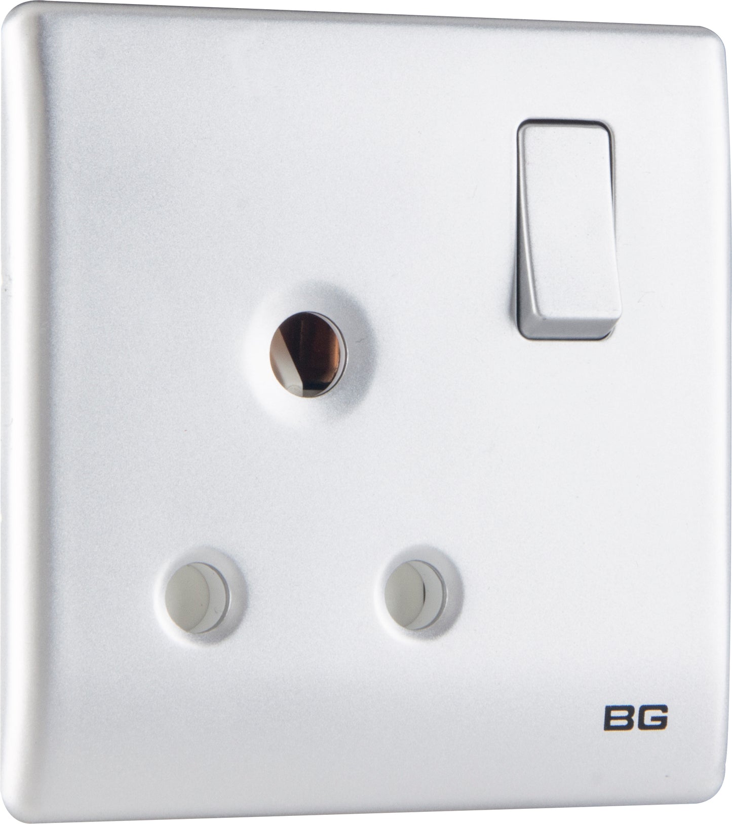 British General | PCSL99 | Neo Slimline 15Amp Single Pole Round Pin Switched Socket, Silver | 25 Years Warranty