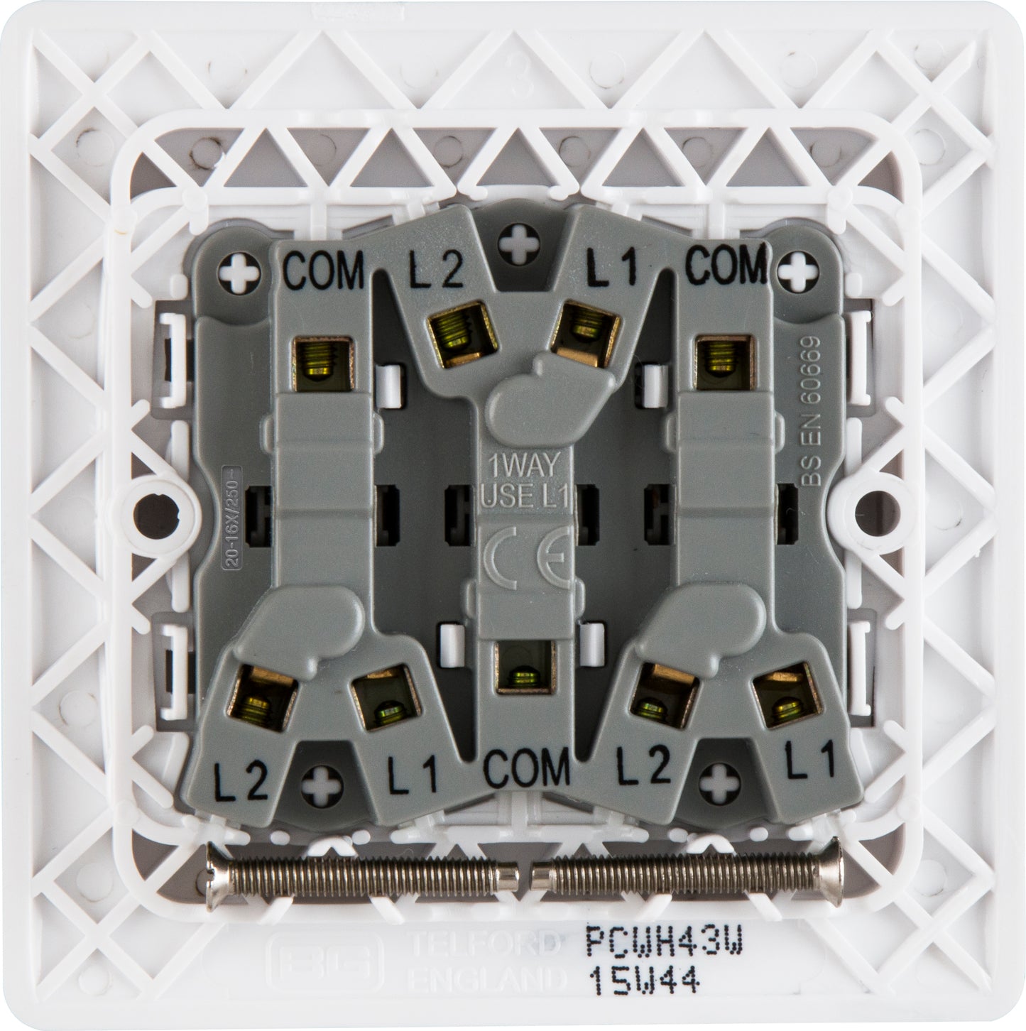 British General | PCWH43W | Neo Slimline 3 Mega Rocker 2-Way Switches, White | 25 Years Warranty