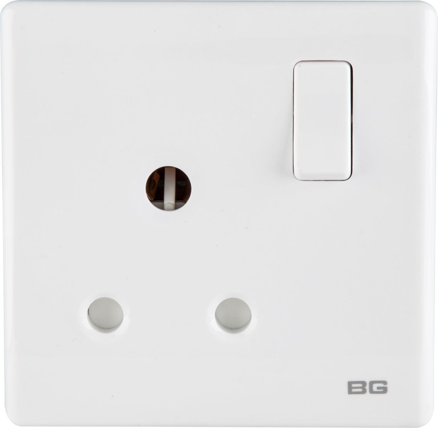 British General | PCWH99 | Neo Slimline 15Amp Single Pole Round Pin Switched Socket, White | 25 Years Warranty