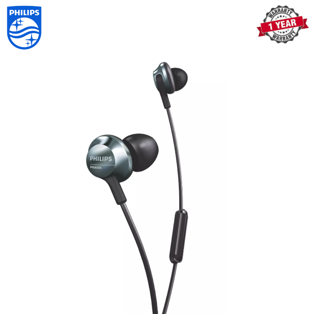 Philips | PRO6305BK/98| Wired In-ear headphones with Mic | 1 Year Warranty