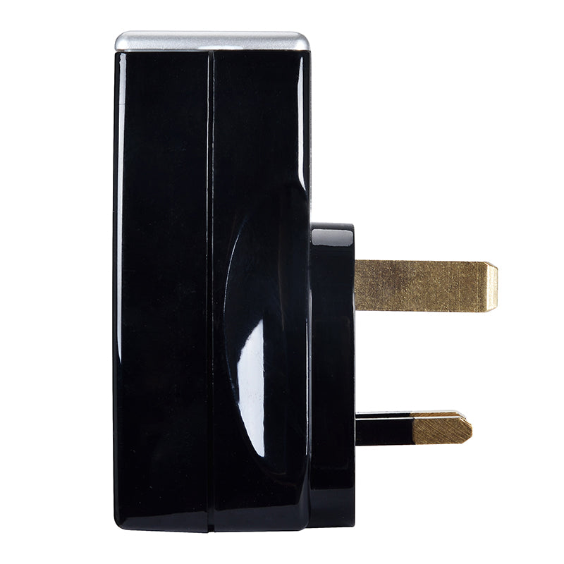 Masterplug | SRGAUSBPB2 | High Gloss USB Adaptor with 2xUSB, Black | 3 Years Warranty