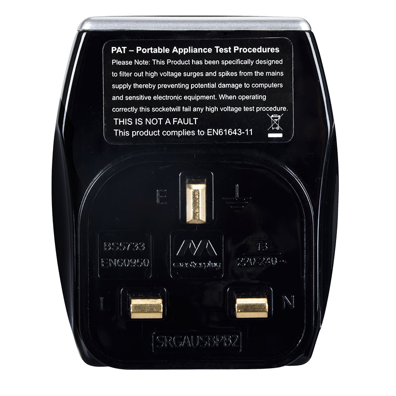 Masterplug | SRGAUSBPB2 | High Gloss USB Adaptor with 2xUSB, Black | 3 Years Warranty