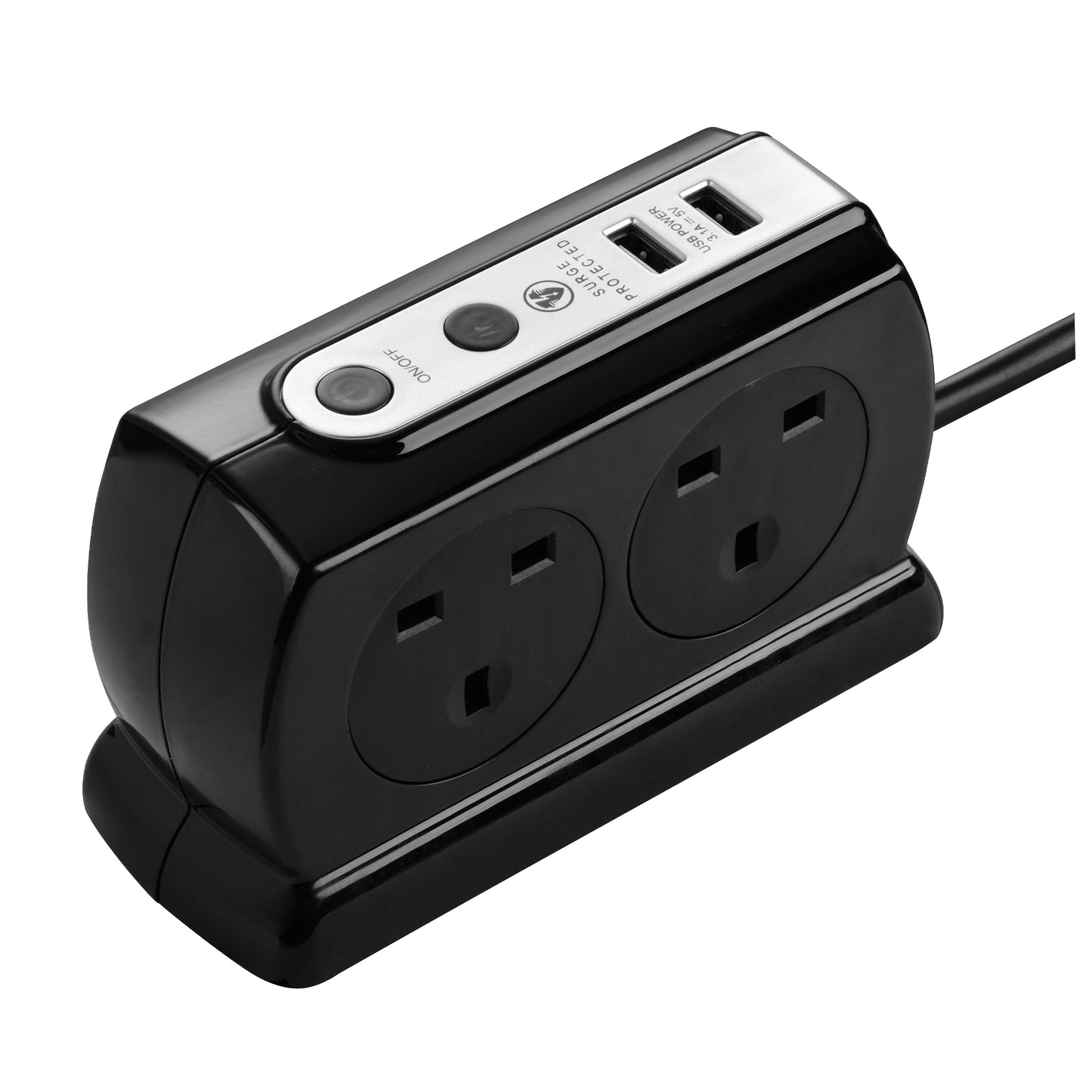 Masterplug | SRGDSU43PB | Surge Compact Back-To-Back Extension, 2 meter | 3 Years Warranty