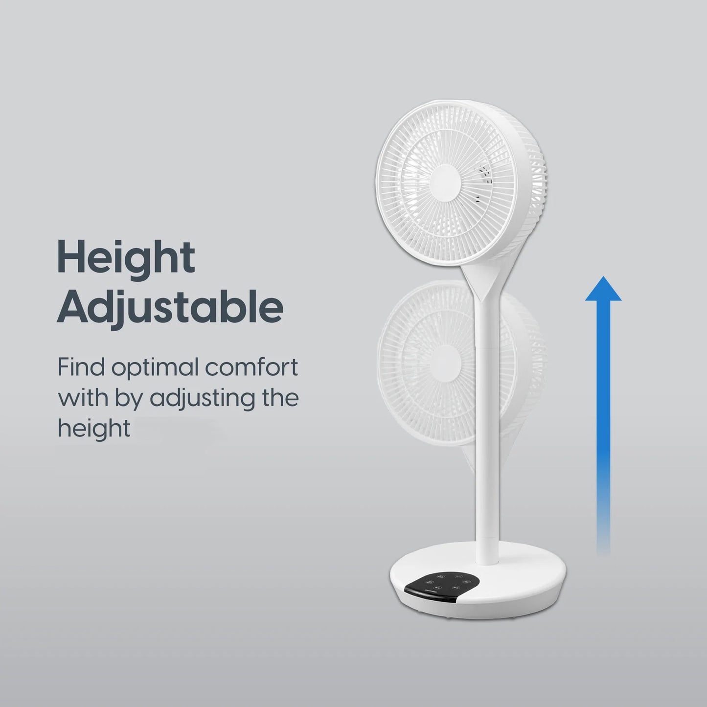 Iris Ohyama | LFD-22T | 3D Pedestal Standing Fan (DC-motor), 54cm-89.5cm, up-to 18m, White | 1 Year Warranty