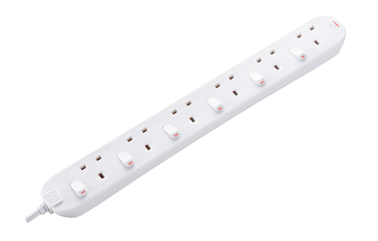 Masterplug | SWC62 | Individual Switched 6 Sockets Extension Lead with LED Indicator, 2 Meter | 3 Years Warranty