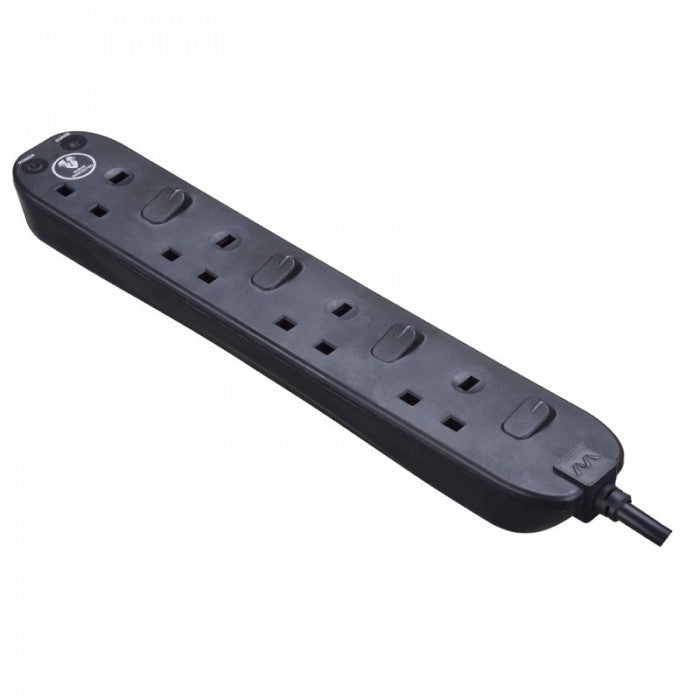 Masterplug | SWSRG42NB | Individually Switched Extension, 4 Sockets, 2 meter, Black/ White | 3 Years Warranty