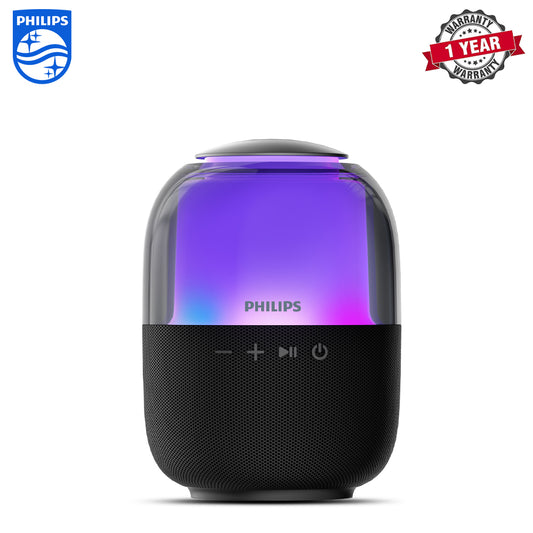 Philips TAS2108BK/00 | Wireless Bluetooth Speaker - Punchy Bass, Colorful Lights, 7-Hour Playtime, Black