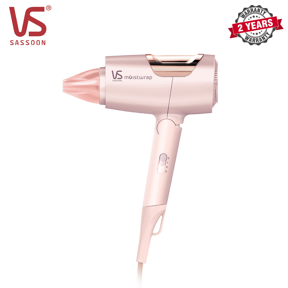 Vidal Sassoon VSP-1200PIH | 1600W Moistwrap Hair Dryer | 3 Heat/ Speed Settings | Multi Voltage Travel Friendly | 2 Years Warranty