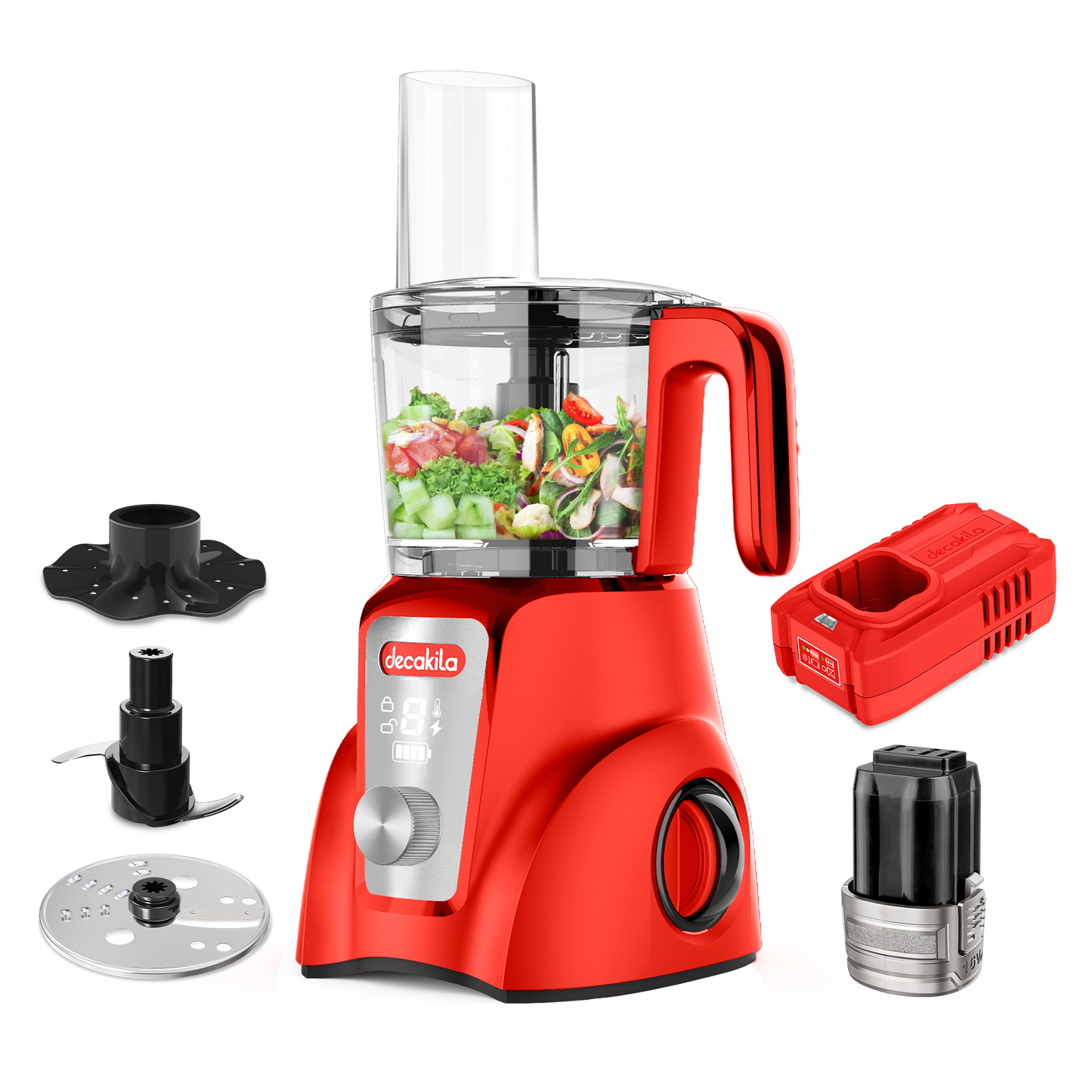 Decakila KEMG027 | 16V SHARE Battery Series Cordless Food Processor | 250W | 2000mAh | 2 Speeds | LED Display | 1.25L | 1-Year Warranty