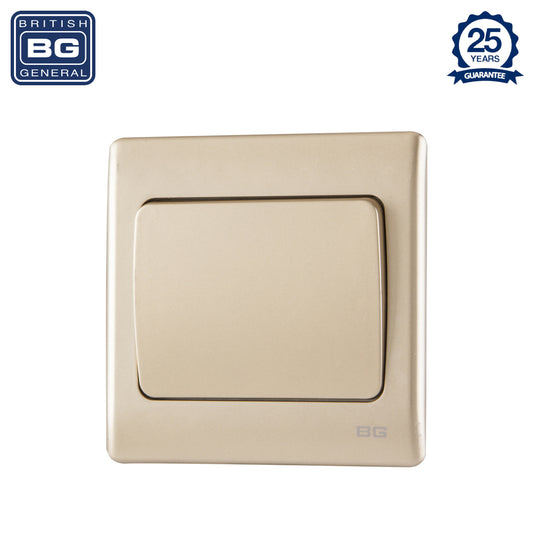 British General | PCCH11W | Neo Slimline 1 Mega Rocker 1-Way Switches, Champagne | 25 Years Warranty