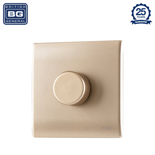 British General | PCCH81 | Neo Slimline Single Gang 2 Way 400W Dimmer Switch, Champagne | 25 Years Warranty