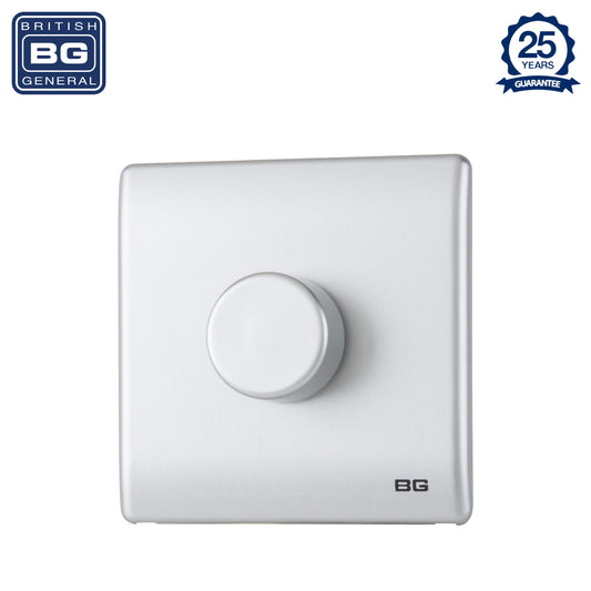 British General | PCSL81 | Neo Slimline Single Gang 2 Way 400W Dimmer Switch, Silver | 25 Years Warranty