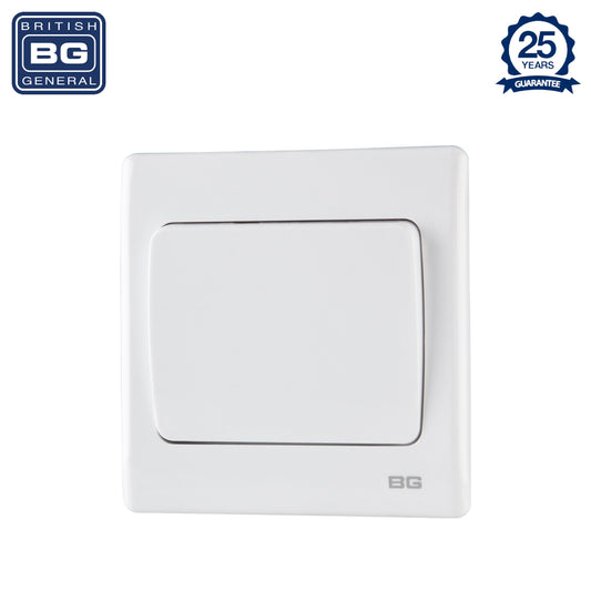 British General | PCWH11W | Neo Slimline 1 Mega Rocker 1-Way Switches, White | 25 Years Warranty