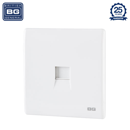 British General | PCWHRJ111 | Neo Slimline Single Gang Telephone Socket RJ11, White | 25 Years Warranty