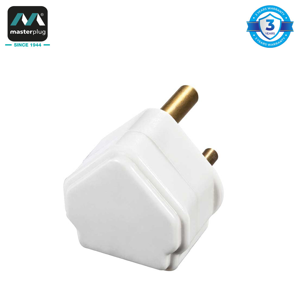 Masterplug | PT15 | Basic Round Pin Plug, White | 3 Years Warranty