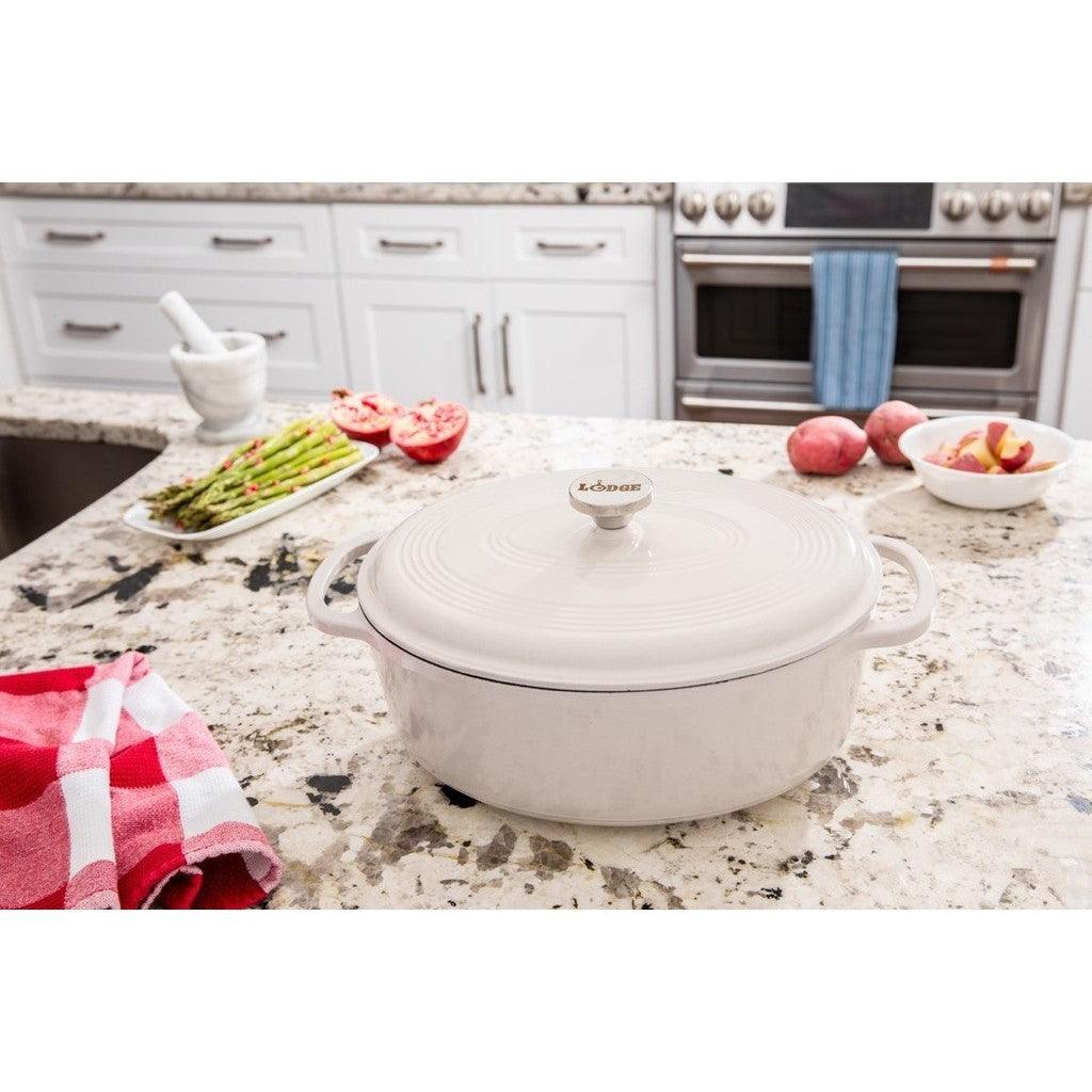 EC7OD13 - Lodge 7 Quart  Oval Oyster Enameled Cast Iron Dutch Oven