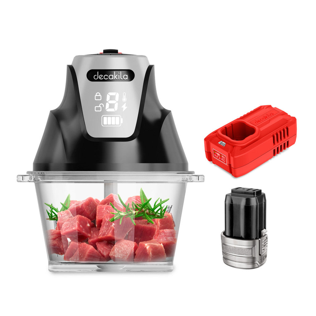 Decakila KEMG029R | 16V SHARE Battery Series Food Chopper | 200W | 2000mAh| 2 Speeds | LED Display | 1-Year Warranty