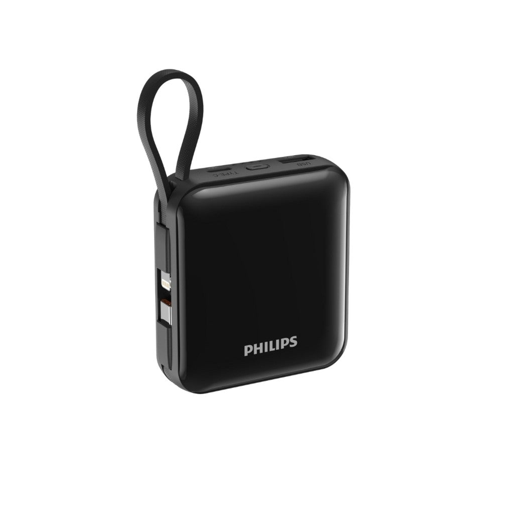 Philips DLP5713CB/00 | 10K mAh Super Mini Series Power Bank  | PD22.5W | Built-in USB-C & Lightning Cable | 3 Colours