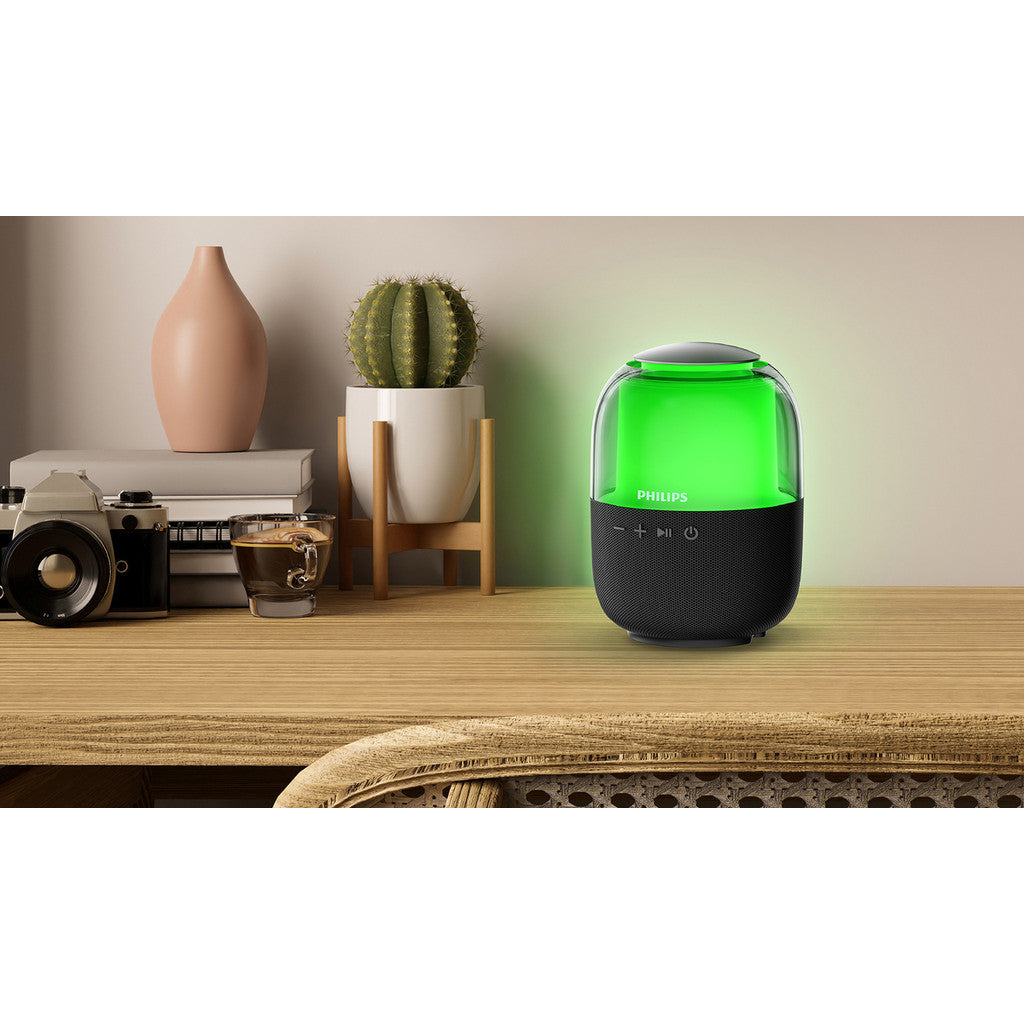 Philips TAS2108BK/00 | Wireless Bluetooth Speaker - Punchy Bass, Colorful Lights, 7-Hour Playtime, Black