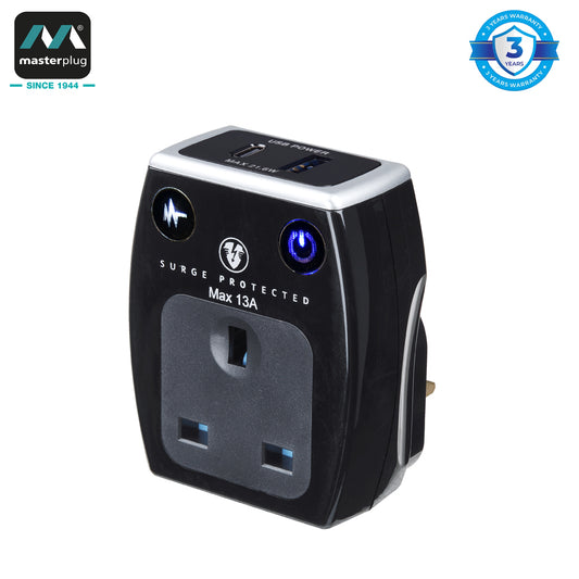 Masterplug | SRGAUAC22PB | High Gloss USB Adaptor with USB PD-22W, Black | 3 Years Warranty (Copy)