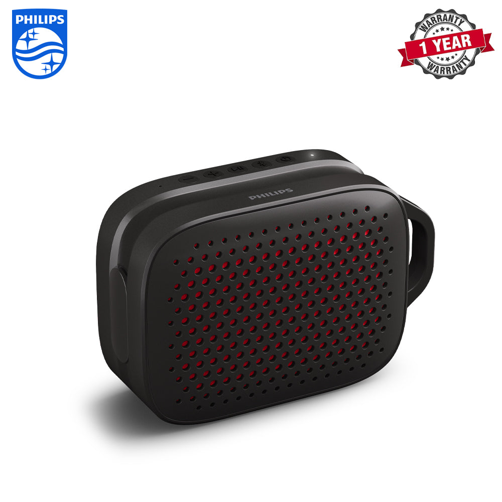 Philips TAS1209BK/00 | Wireless Bluetooth Speaker - Punchy Bass, IPX4, 12-Hour Playtime, Black