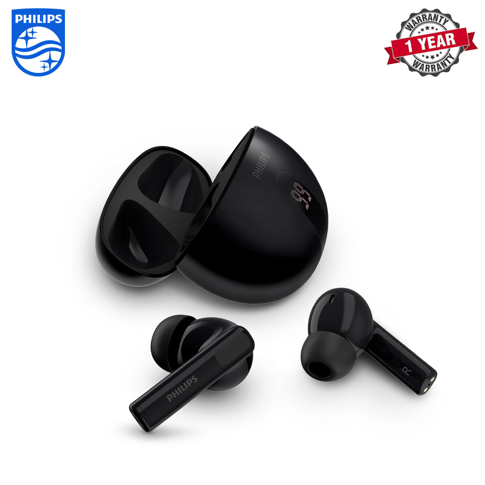 Philips TAT3559BK/97 | True Wireless Earbuds | Noise Canceling, Dynamic Bass, 20hr Playtime, Black