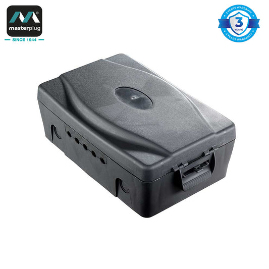 Masterplug | WBX | Weatherproof Box with Five Cable Outlets, Grey | 3 Years Warranty*